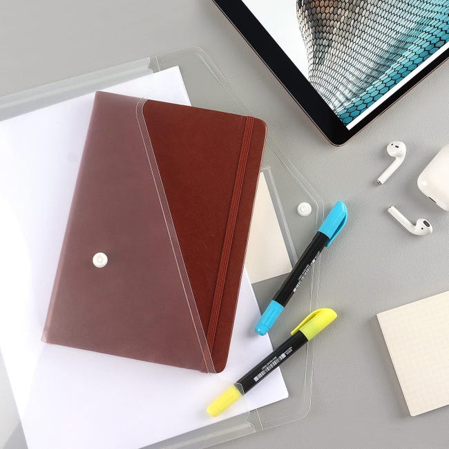6 PCS Porte-Documents A4 Extensibles Avec Rabat Et Cordon - Pochette Plastique Pour Bureau Et École