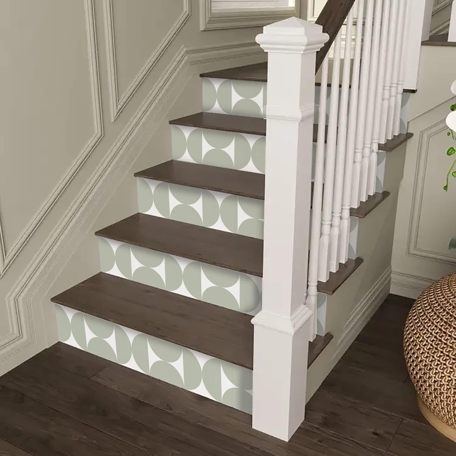 Lot de 12 autocollants pour carrelage vert sauge, pour cuisine, salle de bain, escalier, buanderie, camping-car, cheminée, cuisinière, dosseret - 5