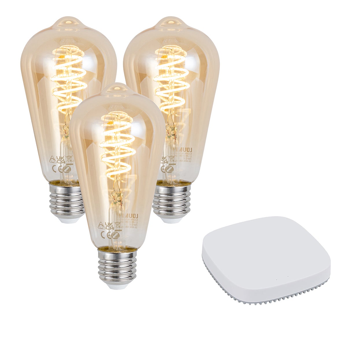 Zestaw 3 inteligentnych żarówek LED E27 z możliwością ściemniania ST64 4,9W 320 lm 2500K z Zigbee Smart Hub