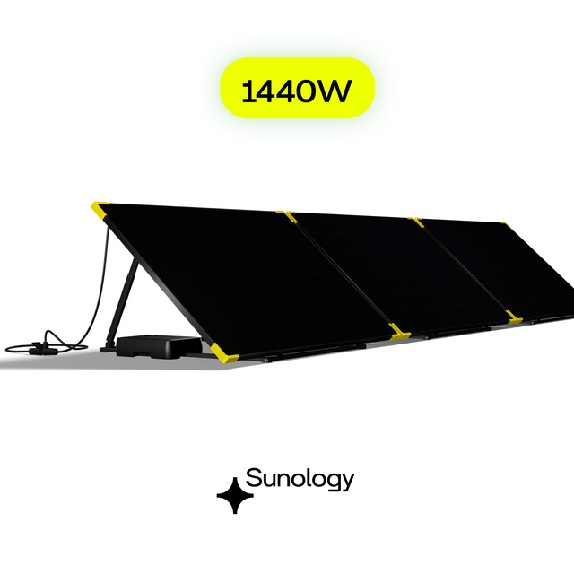 Sunology PLAY - Kit 3 panneaux solaires complet 1440W bifacial – 3 Stations solaire livrées totalement assemblées – Installation au sol ou au mur