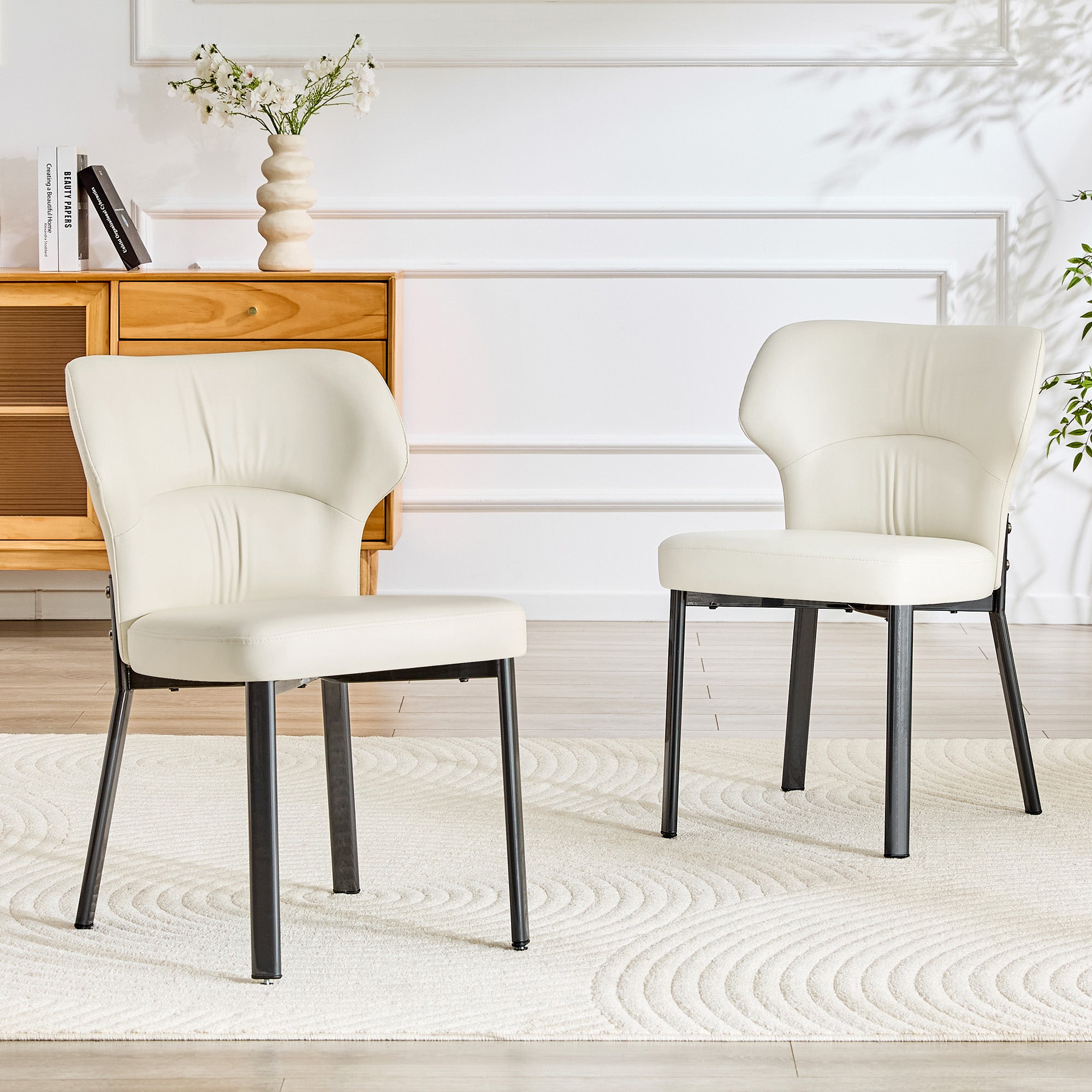 Ensemble de 2 chaises de salle à manger en cuir PU, assise rembourrée ...