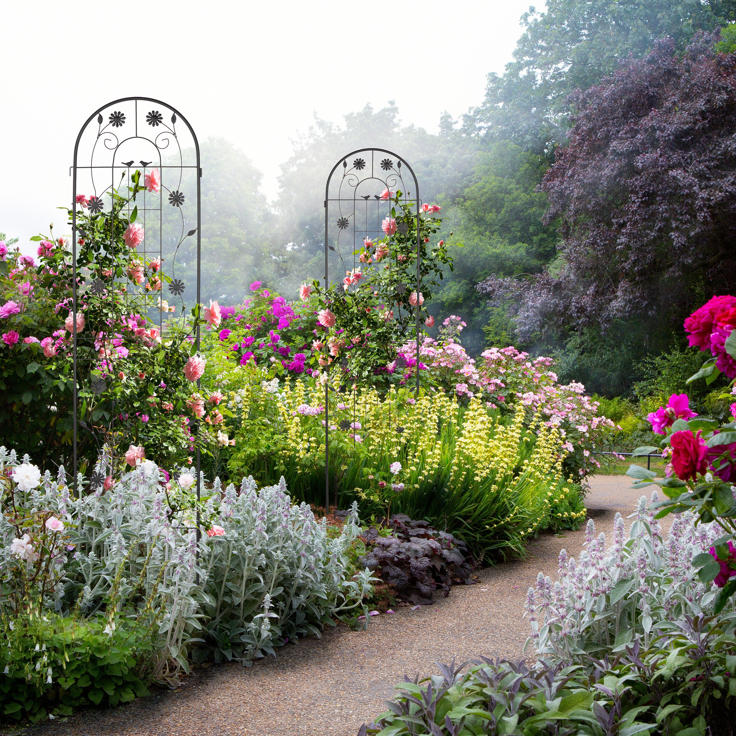 Arco Per Rose Con Cancelletto - In Metallo Verde, 230x113.5 Cm, Per Rampicanti Da Giardino