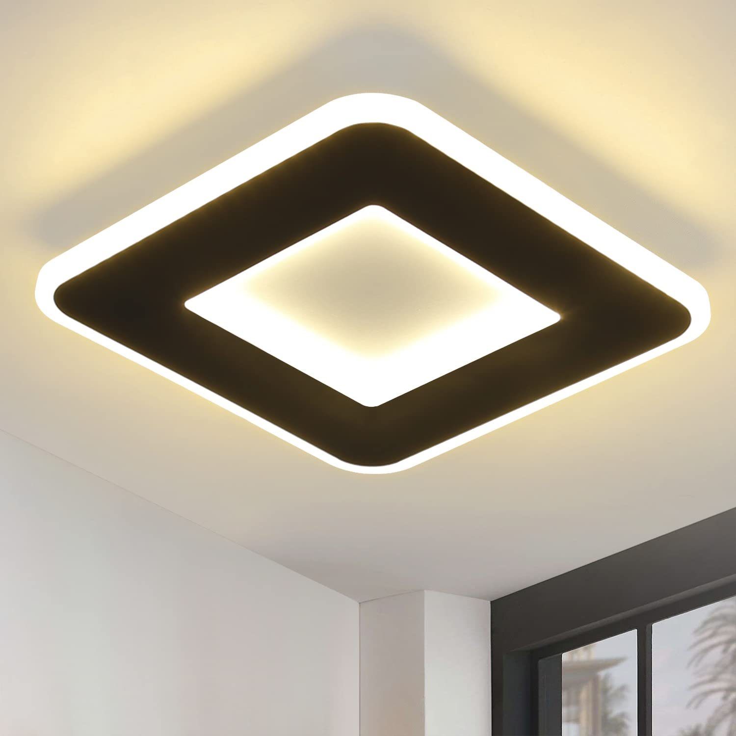 ZMH Nowoczesna czarno-biała lampa sufitowa LED 24 cm do salonu i przedpokoju
