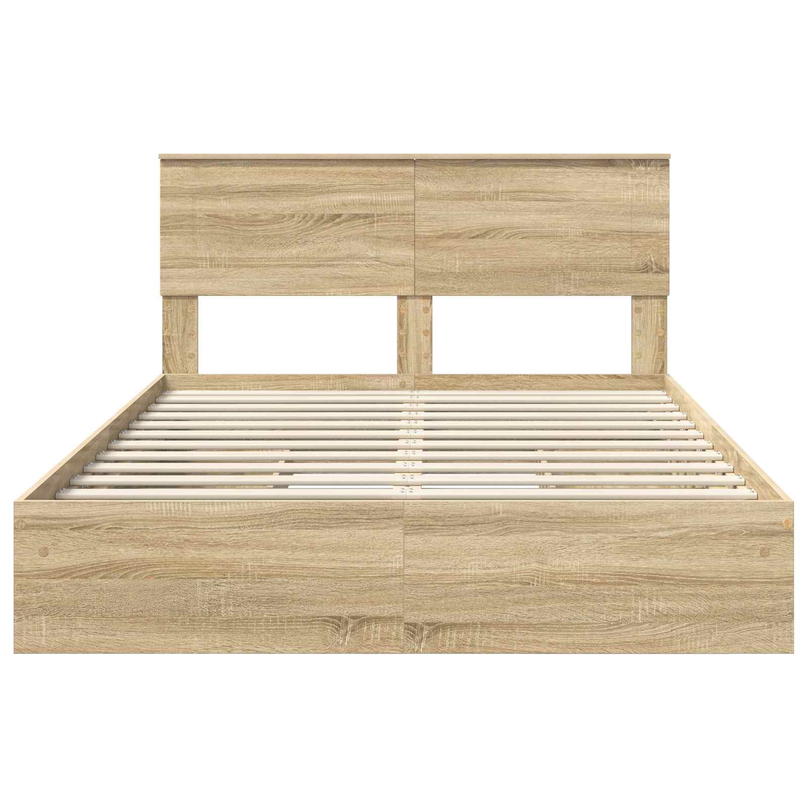 Lit de rangement chêne 140 x 200 cm panneau de bois - 8