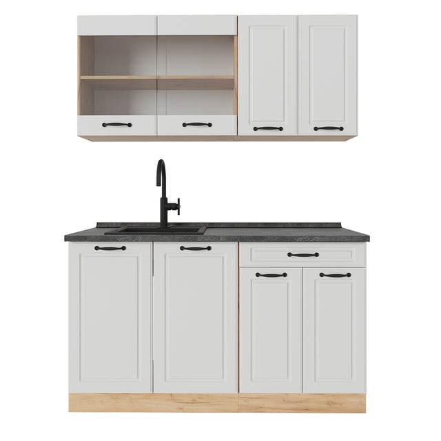 Vicco Pojedyncza kuchnia R-Line, Biały dworek/złoty dąb, 140 cm , BP Antracyt