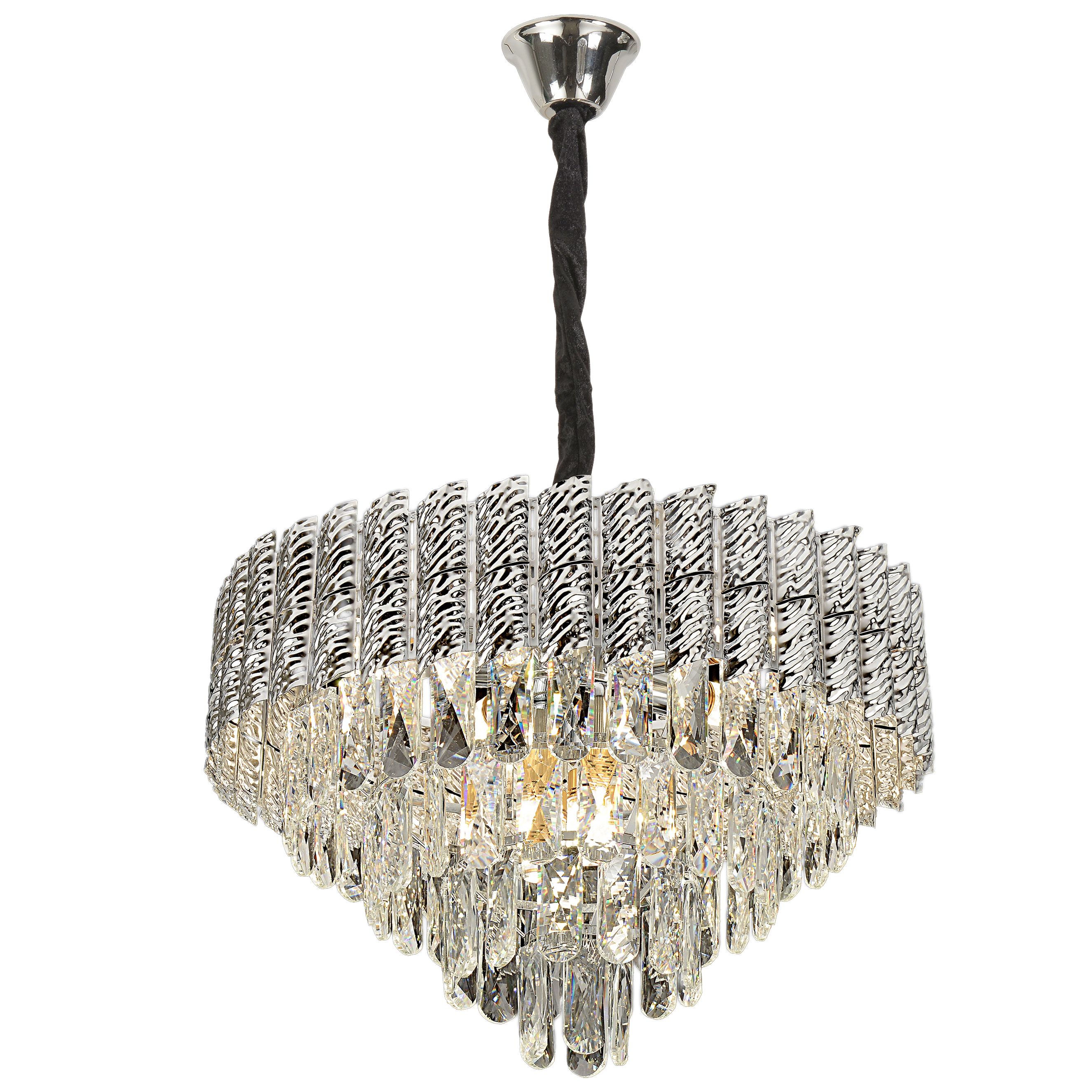 Lampa Sufitowa Wisząca Kryształowa Toolight G055-Cp Chrom, Szary 50Cm
