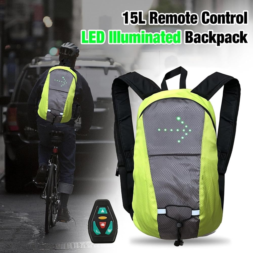 15L Sac à Dos Vélo LED Rechargeable USB et Gilet Cyclisme Réfléchissant avec Clignotants Directionnels - 2