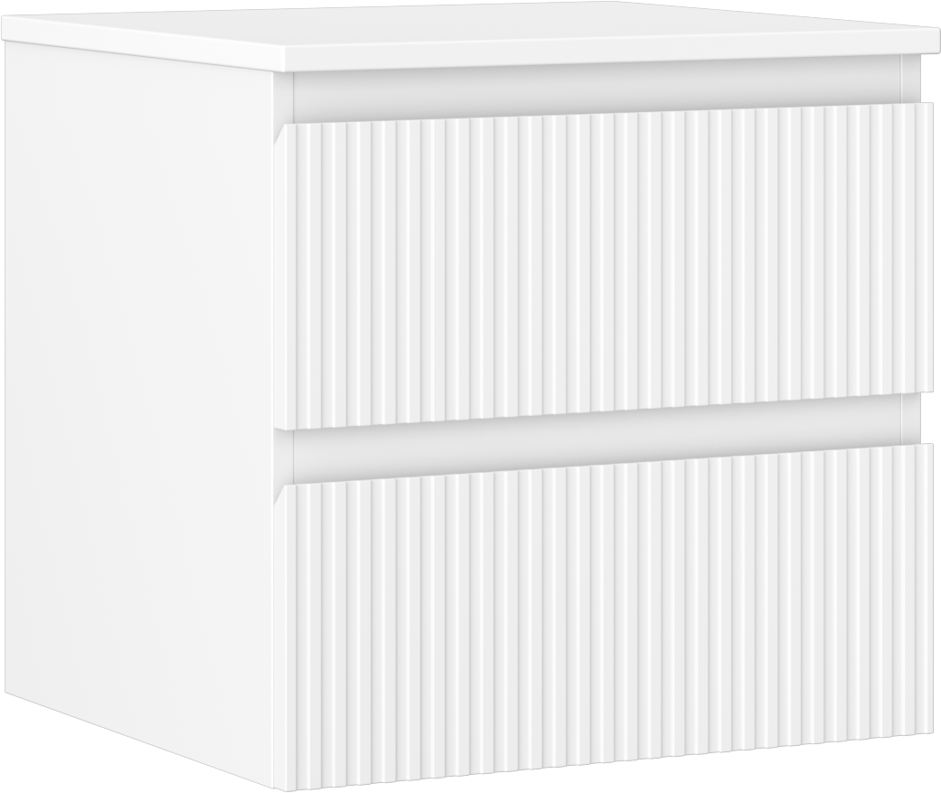 Mexen Rivel szafka łazienkowa podumywalkowa 50 cm z blatem, 2 szuflady, ryflowana , biała mat - 91A20-05047-2-BFFC01