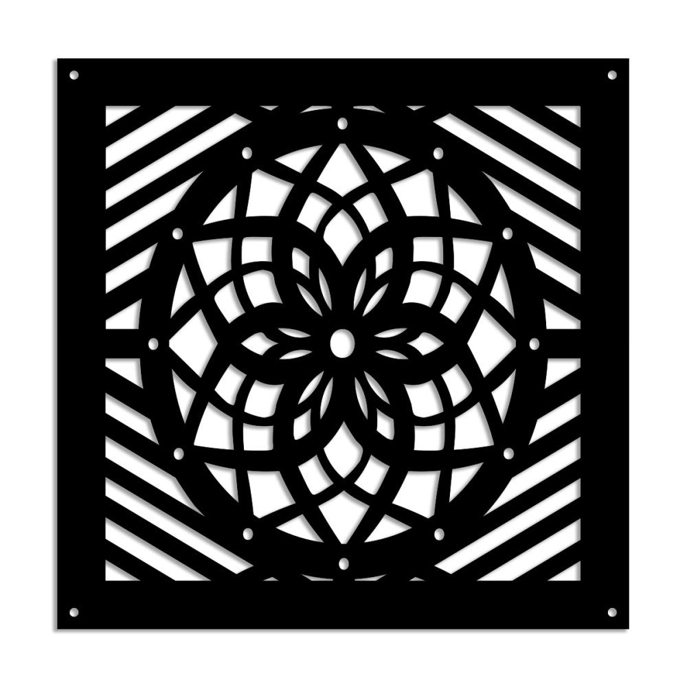 ABBEY ROSE - Panel perforowany z PVC - Osłona przeciwsłoneczna - Rozmiar 73x73 cm - Grubość 1 cm - Kolor CZARNY