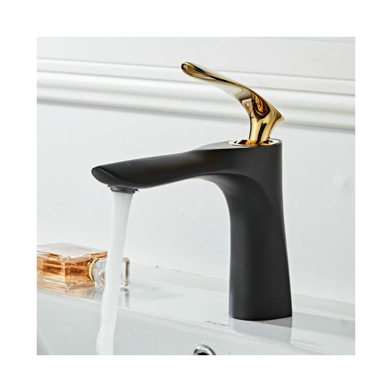 Czarno-złota bateria umywalkowa - Bateria umywalkowa