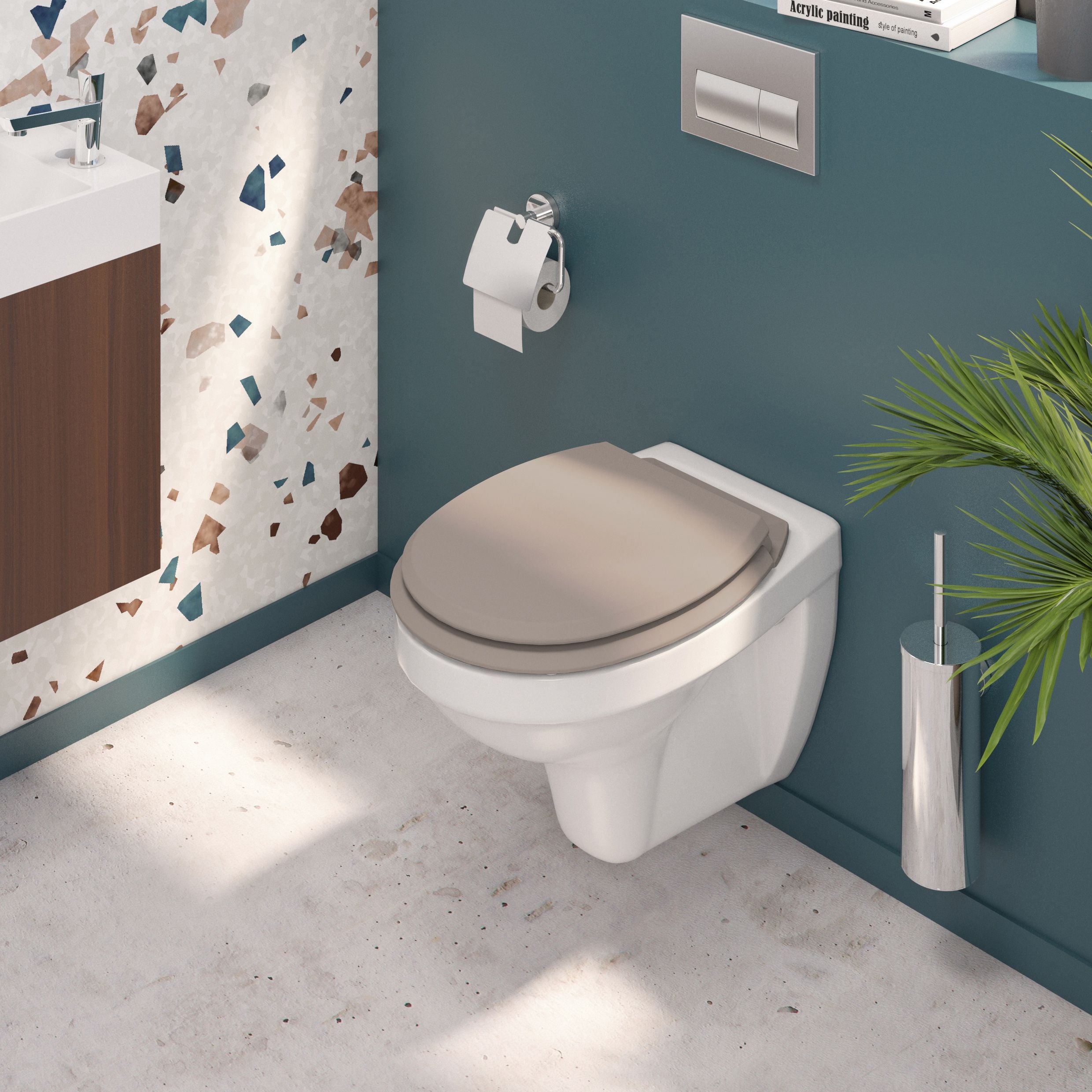Abattant WC en bois compressé déclipsable ATLAS taupe clair