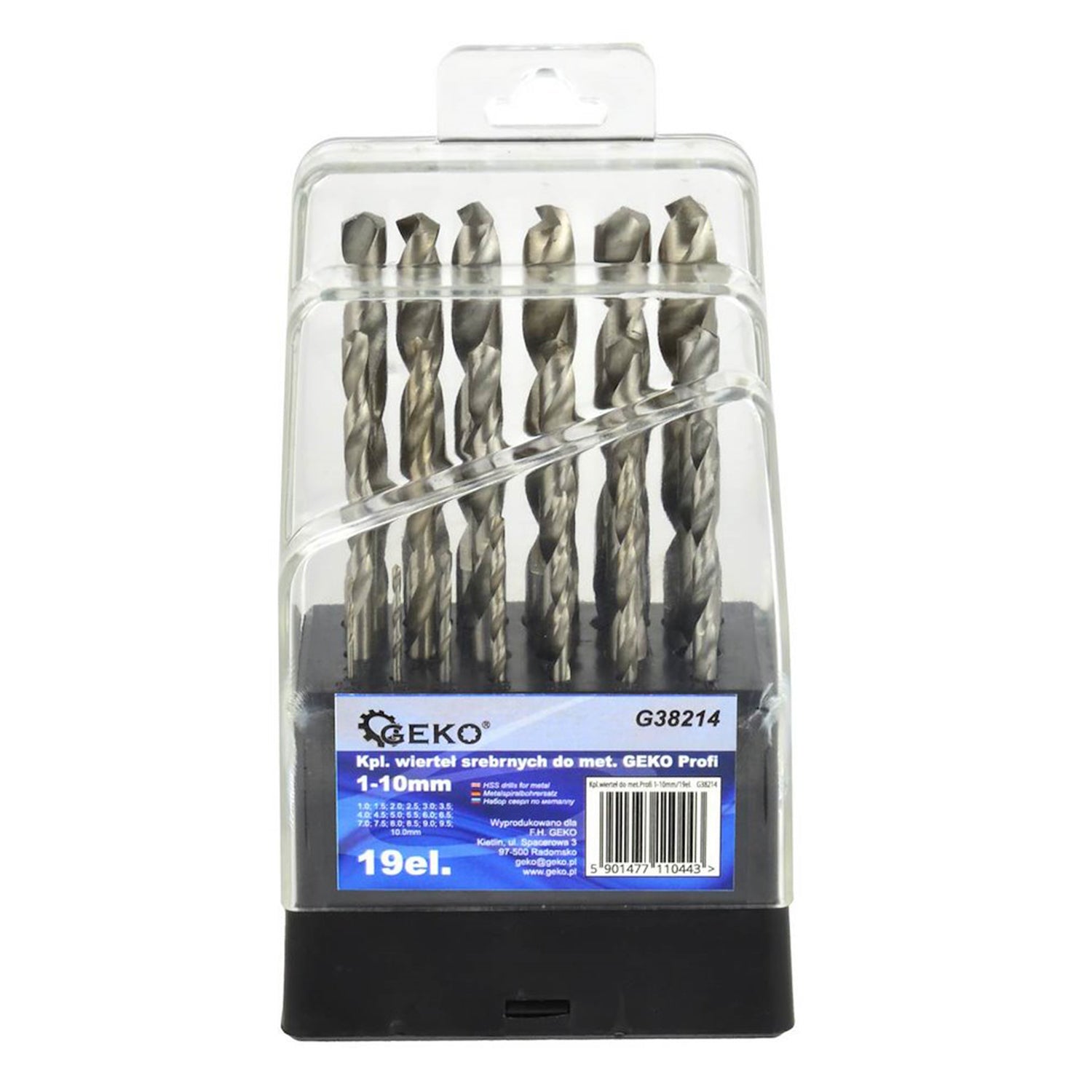 Set 19 burghie HSS pentru metal, 1–10 mm, prindere cilindrica, varf 135° 19buc