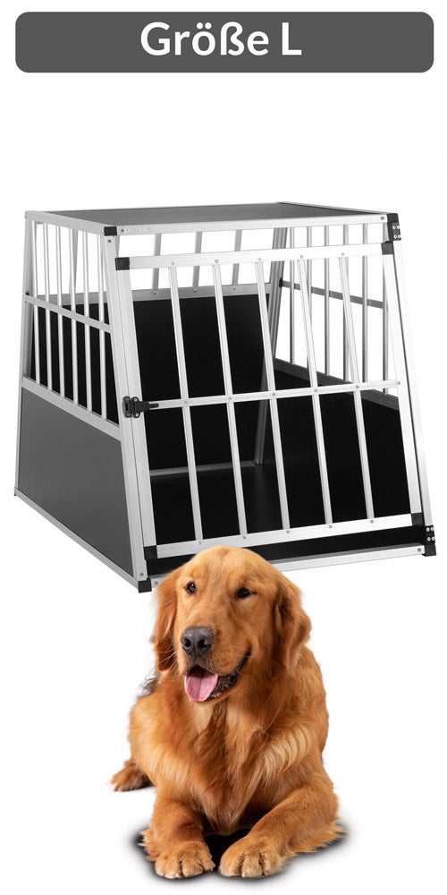 CADOCA® Cage de Transport XXL pour Animaux Aluminium MDF 2 Portes Noir Caisse Chien boîte Box de Transport Voiture - 8