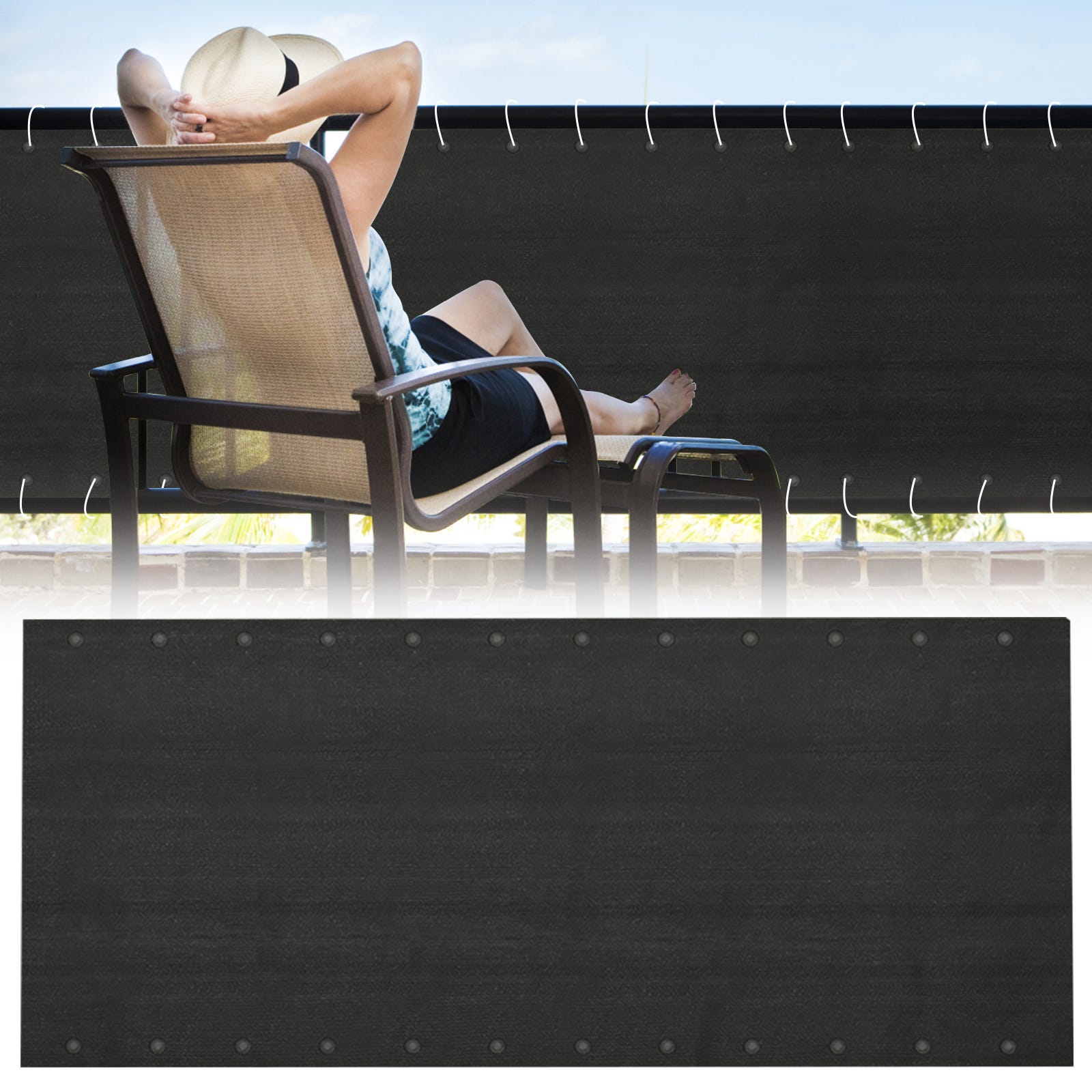 Brise Vue Balcon 90x500cm HDPE SUNNY GUARD Anthracite - Protection Intimité Et Soleil