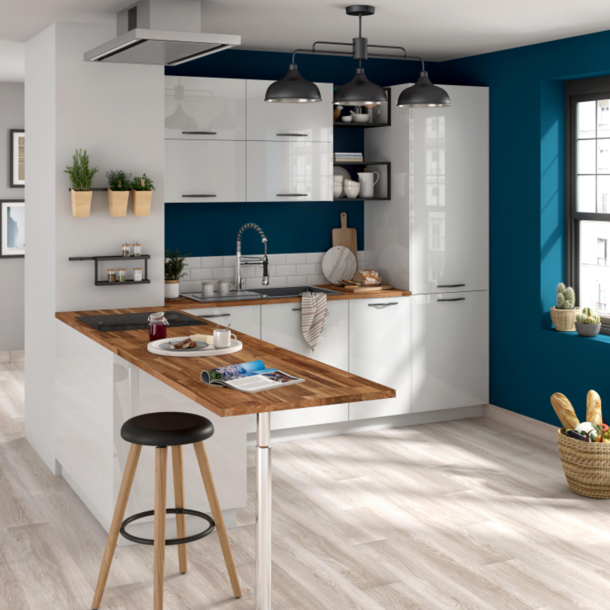 Plan de travail Acacia massif huilé lamellé collé L.250 x P.65 cm, Ep.26 mm - 2