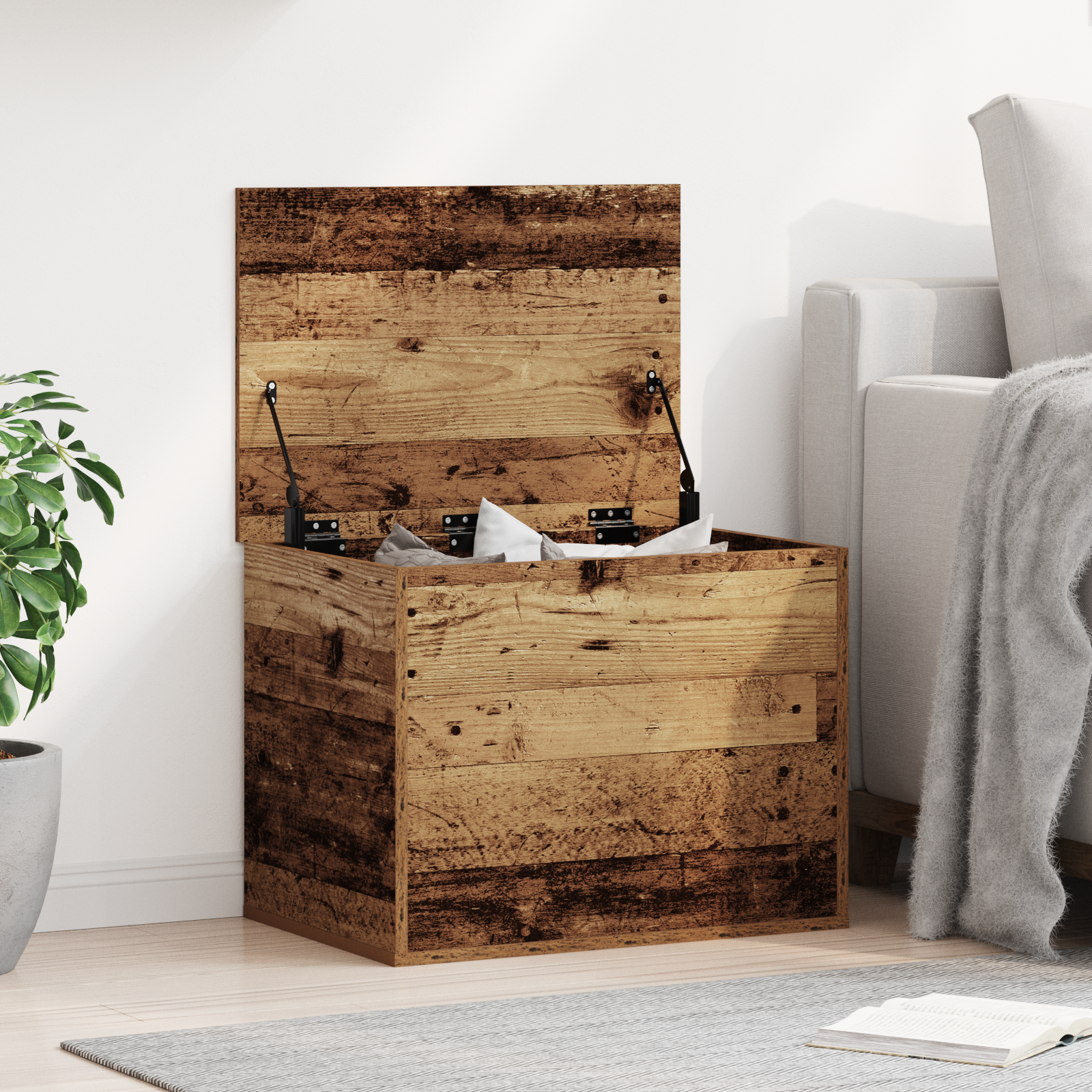 VidaXL Caja de almacenaje con tapa RANA madera maciza pino 60x49x54 cm VidaXL Caja de almacenaje con tapa RANA madera maciza pino 60x49x54 cm