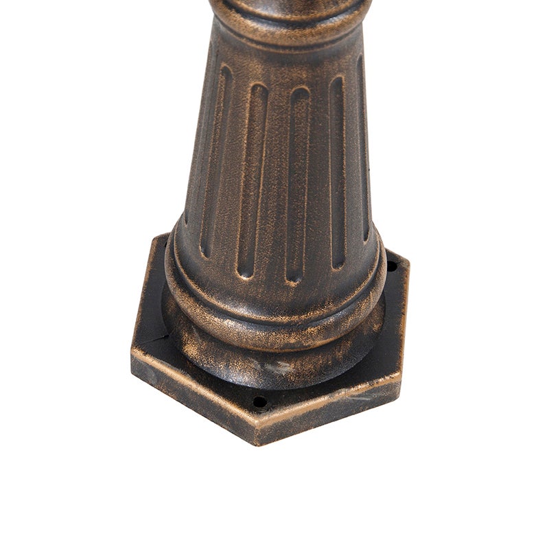 Qazqa classic-antique lanterne extérieure pour jardin - Capital - doré/laiton, max. 15w, e27, 216cm, IP44, à 3 lumières - 9