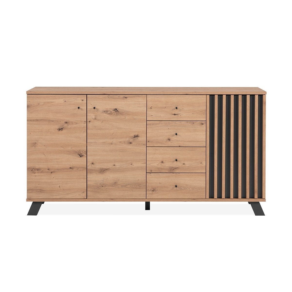 Credenza Con Cassetti VidaXL In Legno Tecnico Rovere - 100.5x35x98.5 Cm, 4 Cassetti, 4 Ripiani, 2 Ante