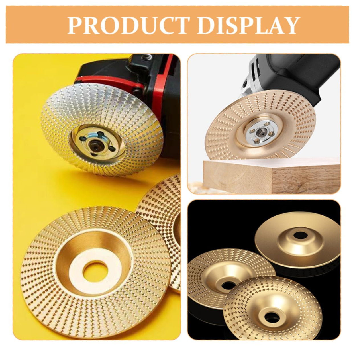 Tarcza szlifierska do szlifierki kątowej, Tarcza szlifierska do rzeźbienia w drewnie, Tarcza szlifierska, Złota, 3 sztuki - 5
