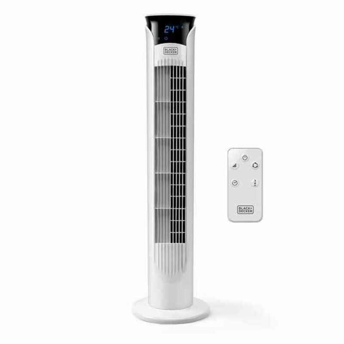 BLACK+DECKER BXEFT48E Ventilatore a Torre Digitale Oscillante e Silenzioso, con Telecomando, Altezza 81 cm, 3 Velocità 3 Modi Timer 12h Temperatura A