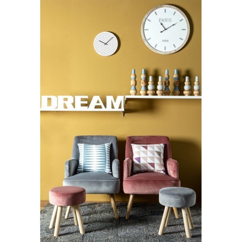 Fauteuil de salon vintage en velours Vieux Rose ADELINE 60x67x h79 cm - 4