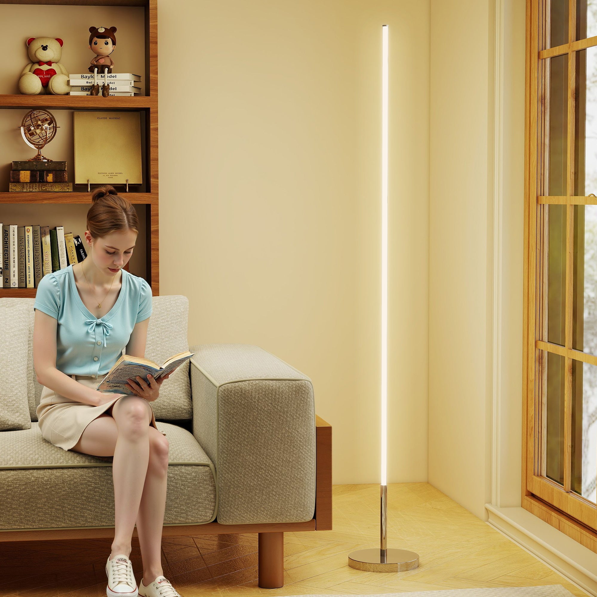 Lampada Da Terra LED HOMCOM 150cm | Regolabile 3000-6000K | Telecomando Magnetico E Pedale | Timer 1H | Design Argento