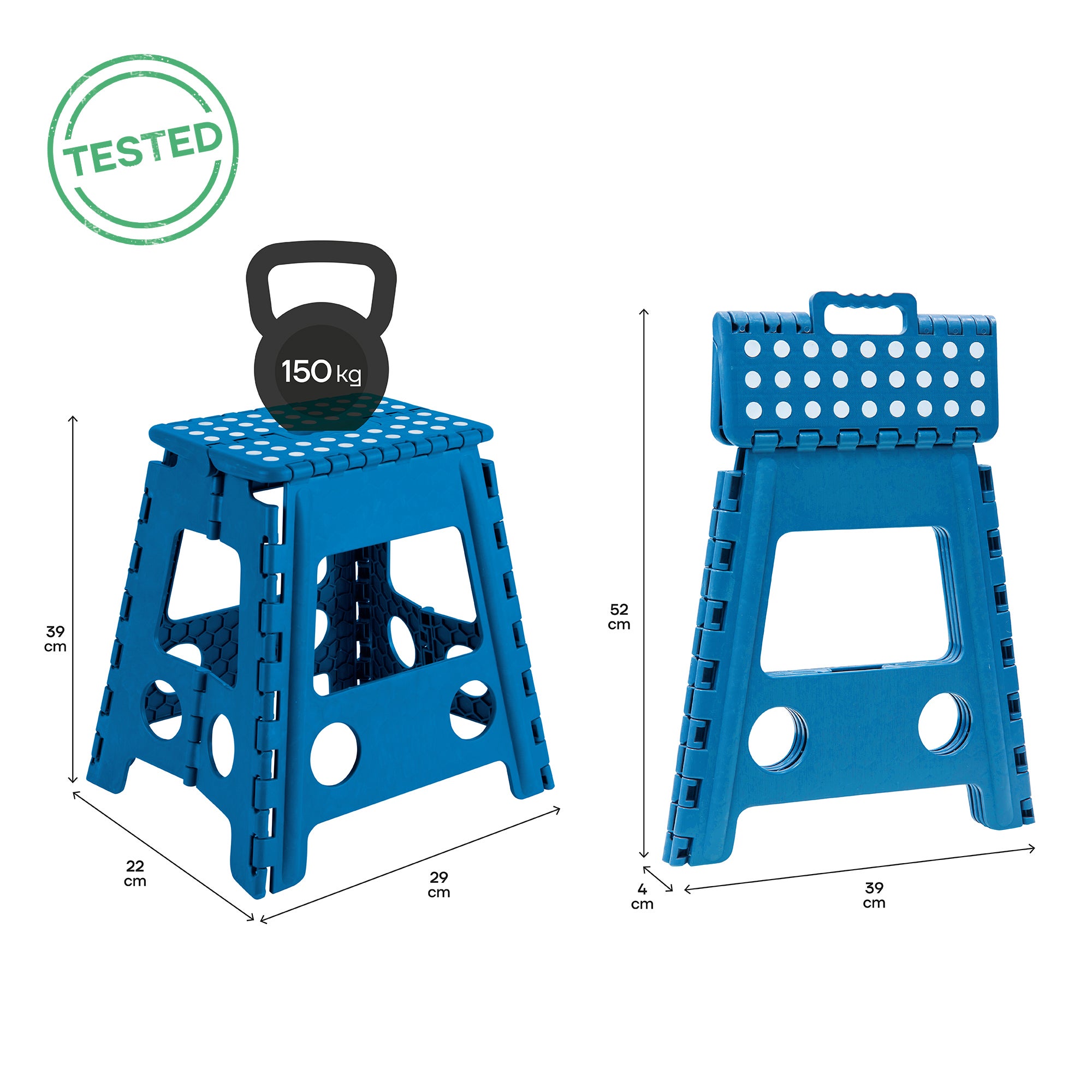 ARREGUI TB39-A Tabouret Pliant Bleu Ibiza – Marchepied 2 En 1 Ultra Stable Pour Adultes & Enfants – 150 Kg – Idéal Cuisine, Salle De Bain & Camping