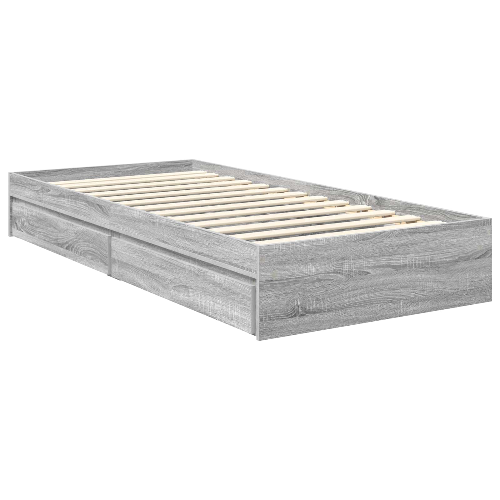 Lit de rangement Gris 90 x 200 cm Panneau de bois - 6