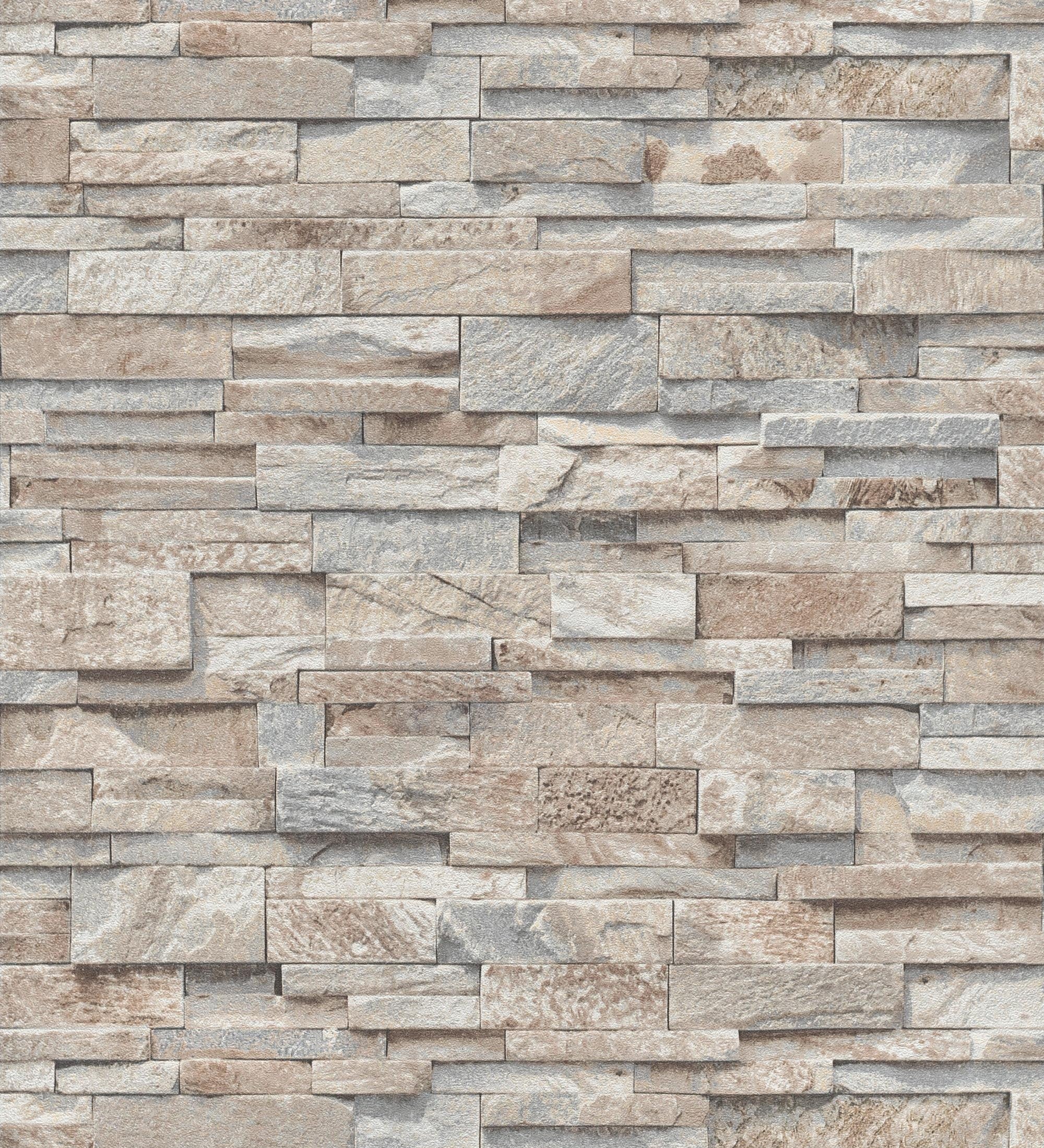 Papier peint vinyle lessivable imitation mur de pierre d'ardoise texturé en relief - Austin Stone 127671 de GAULAN - Rouleaux de 10 m x 0,53 m - 2