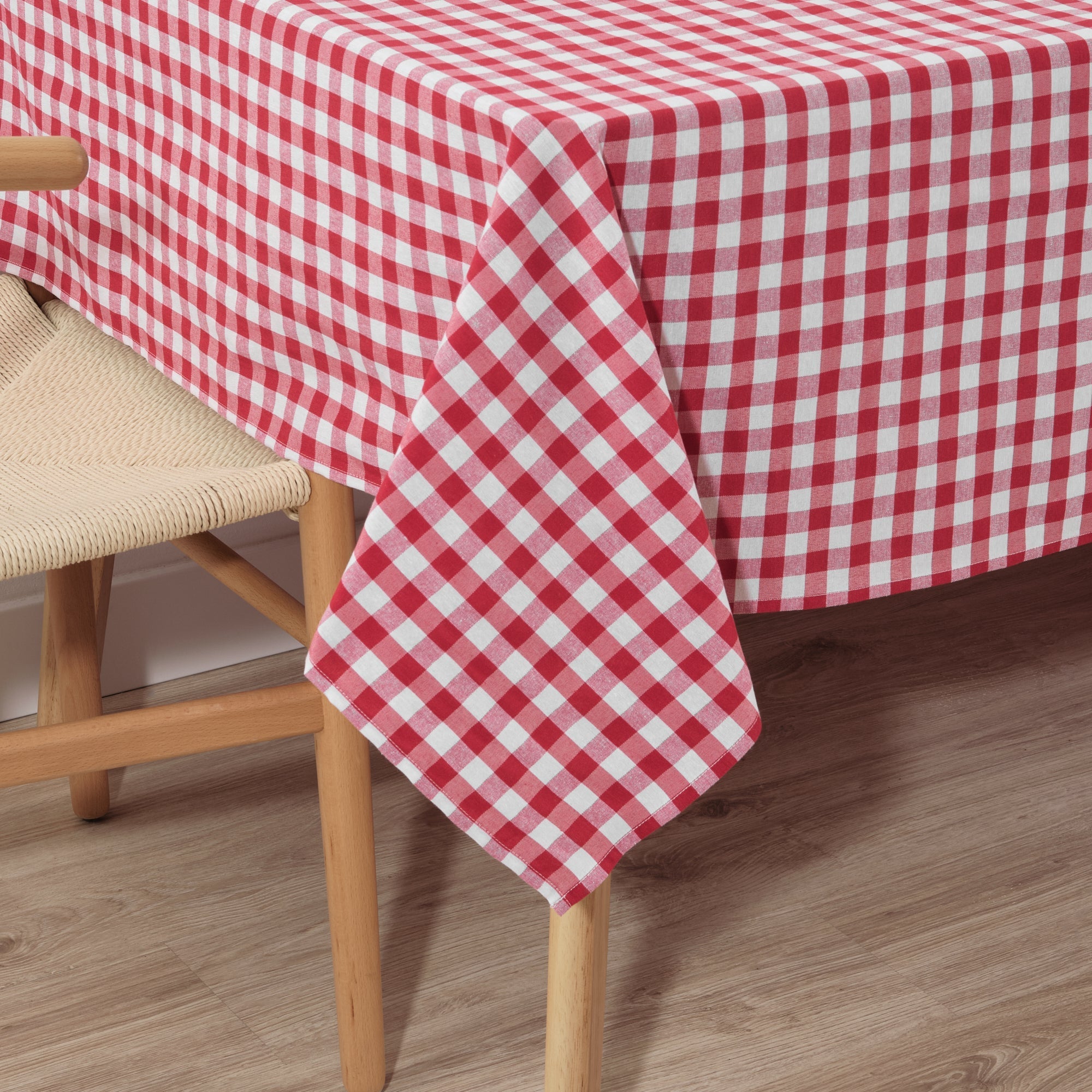 Mantel Vichy impermeable antimanchas Rojo tacto tela - 250x140 cm - 3