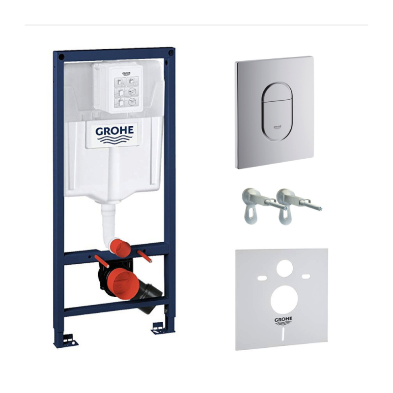 Grohe Pack WC Bâti-support Rapid SL + WC suspendu Cersanit S-line Pro + Abattant + Plaque chrome (ARENASLPRO) - 4