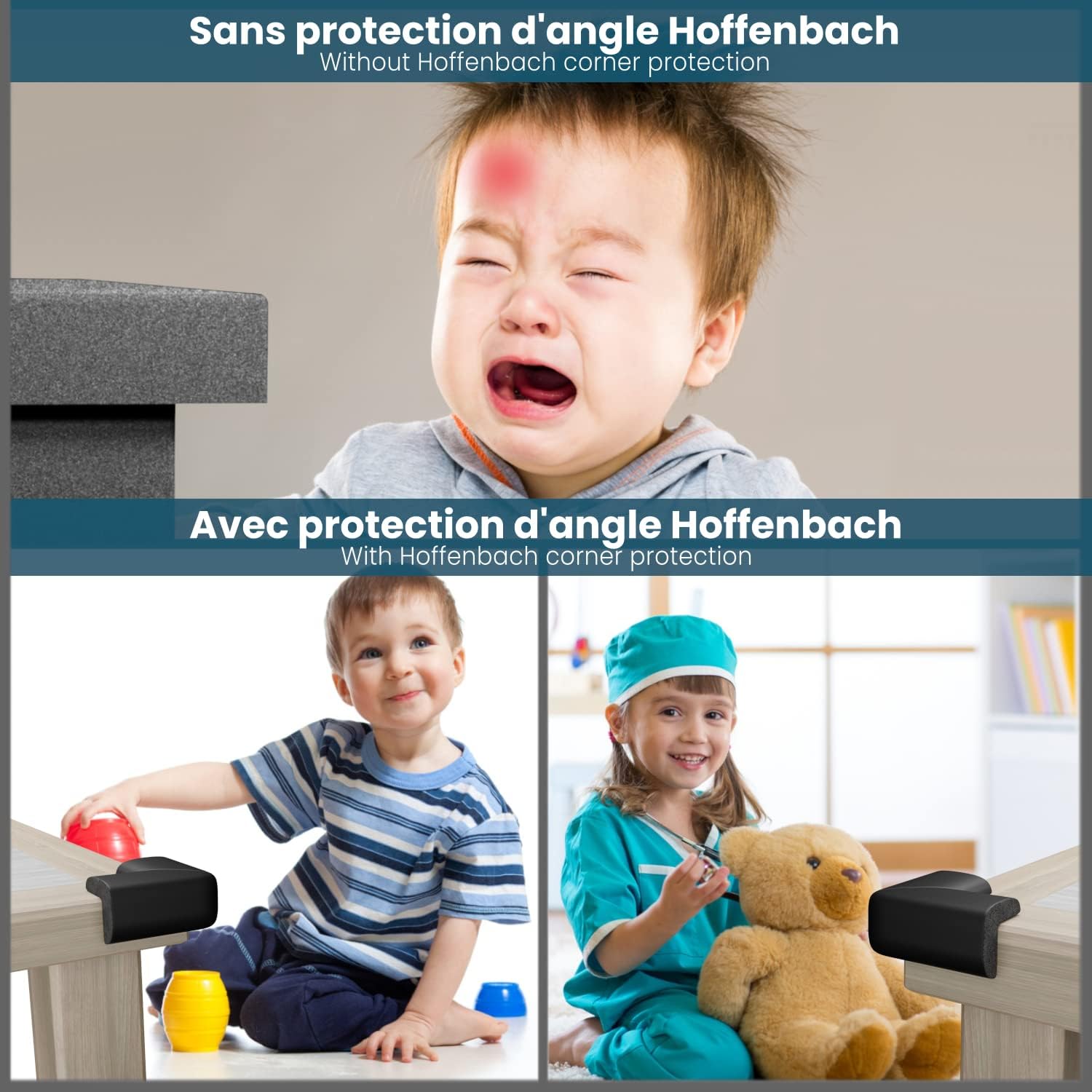 Lot de Protections d'angle pour bébé - Protection Enfant pour Table autocollante - Protection Contre Les Chocs pour bébé et Enfant (Noir, 12 pièces) - 2