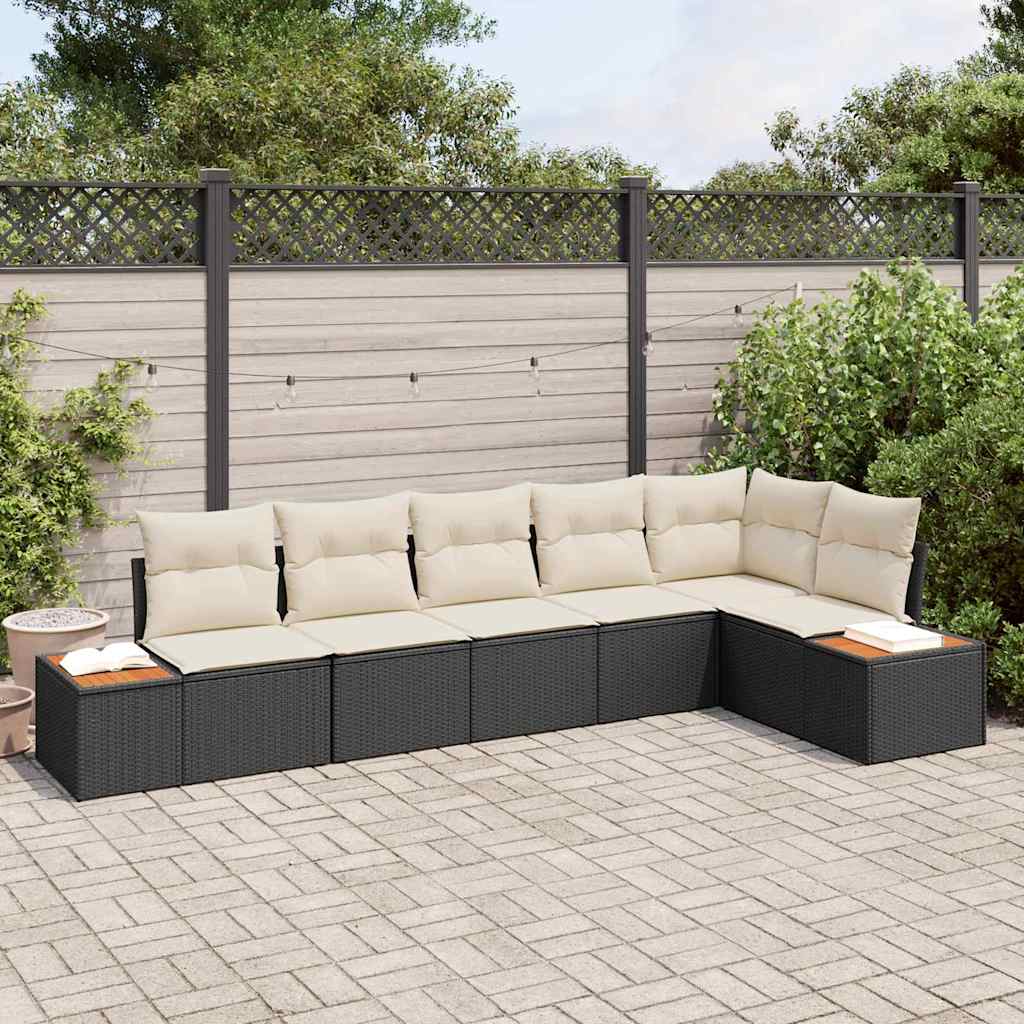 Zestaw Sof na Ogród z poduszką 6 pcs Czarny Polirattan vidaXL