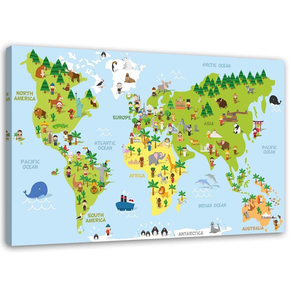 Obraz na płótnie, Mapa edukacyjna 60x40