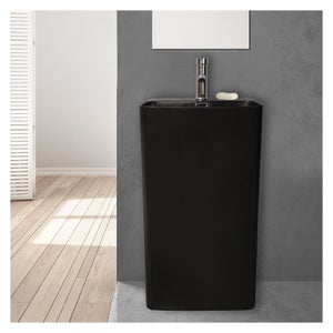 Lavabo colonne en céramique noire 46 x 85 x 34 cm EKO