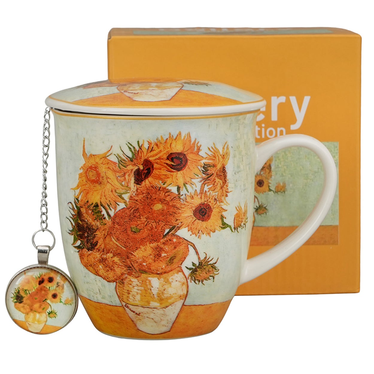 Kubek z zaparzaczem i pokrywką DUO porcelanowy wzór wielobarwny 400 ml 1 szt.