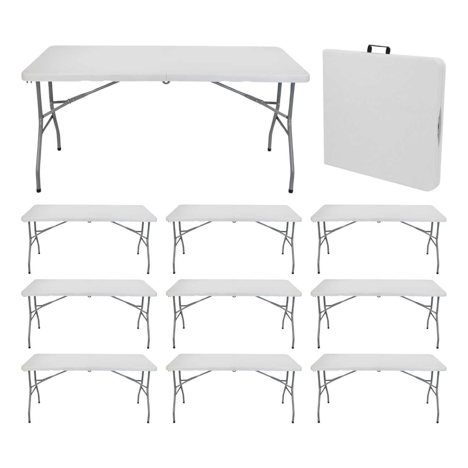 Tovaglia Elasticizzata In Spandex Bianco Per Tavolo Rettangolare 10 Piedi (172x70x70 Cm) - Copritavolo Con Tasche Per Gambe, Lavabile, Per Feste E Matrimoni