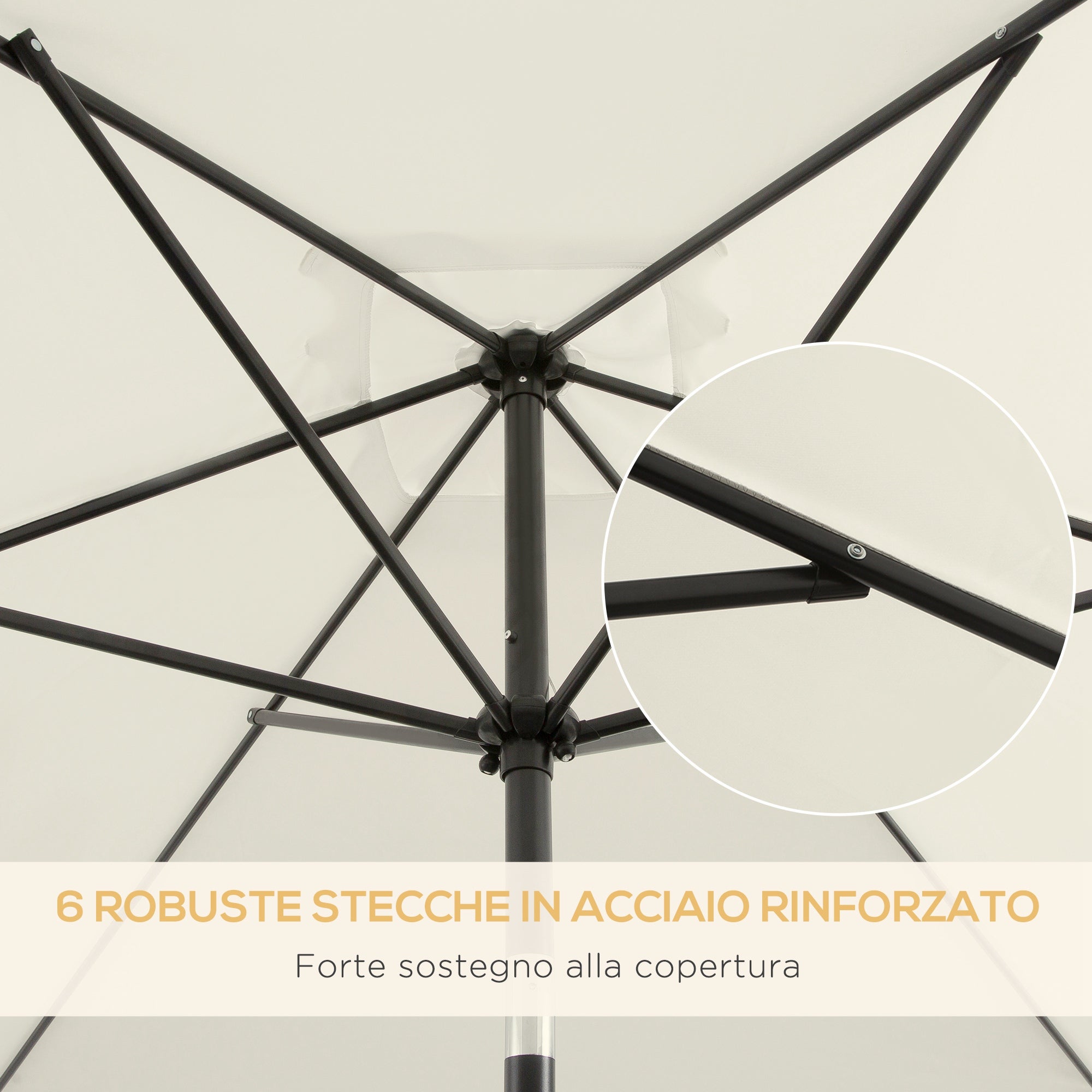 Parasol rectangulaire 2x3 m, en aluminium et polyester, à angle réglable, blanc crème et noir - 9