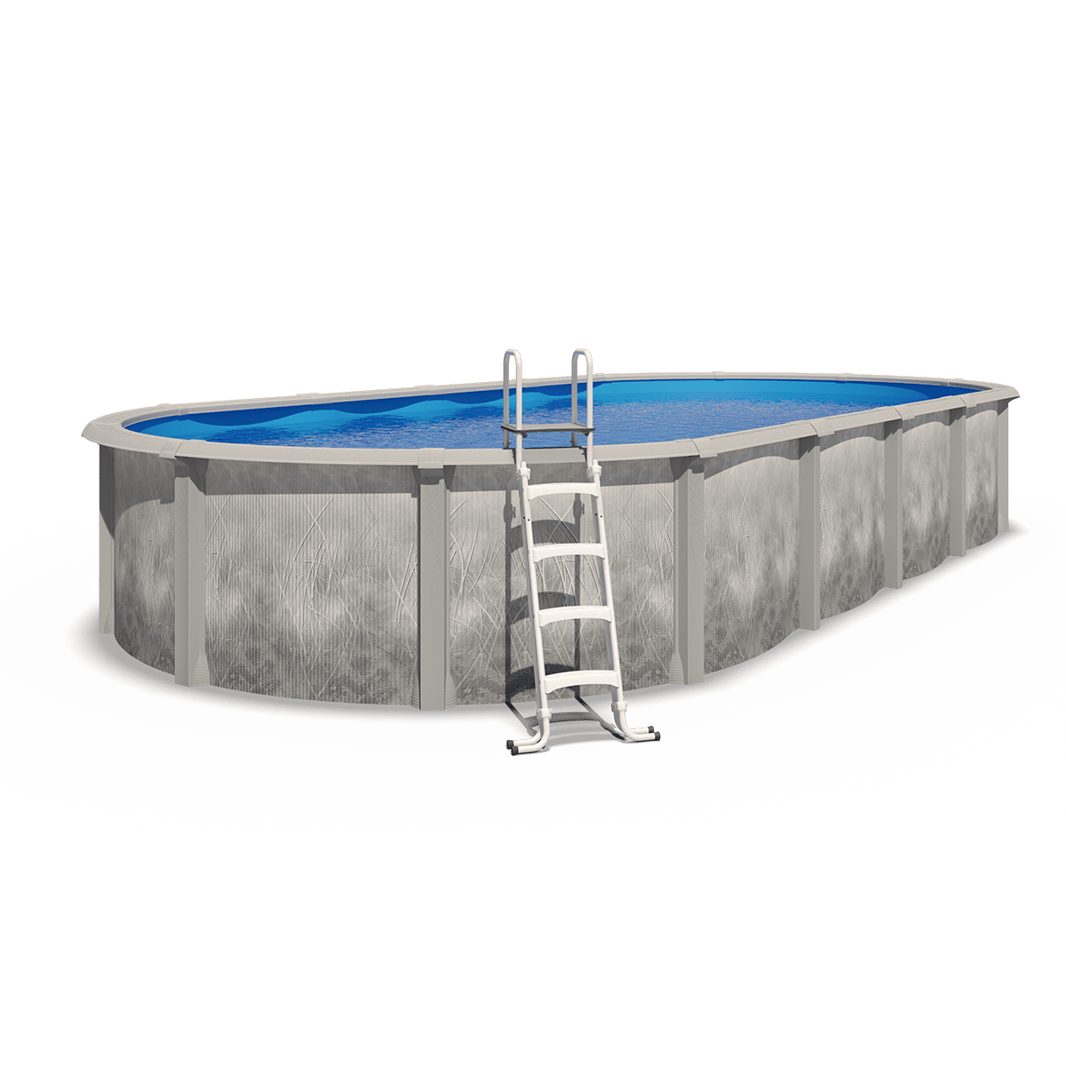 Piscine hors sol acier et r sine ovale 9 15 x 4 55 x 1 32 m gris