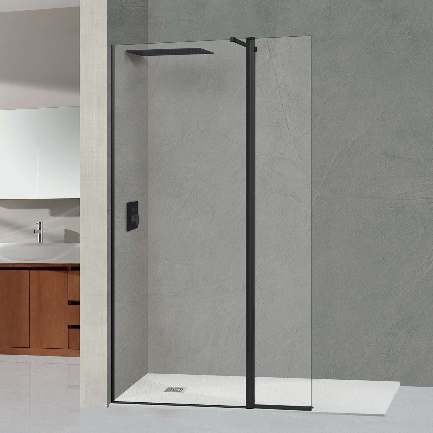 Déflecteur De Douche ONDÉE - Verre Trempé 8mm Chromé 40x200cm - Anti-Projections Et Anti-Calcaire