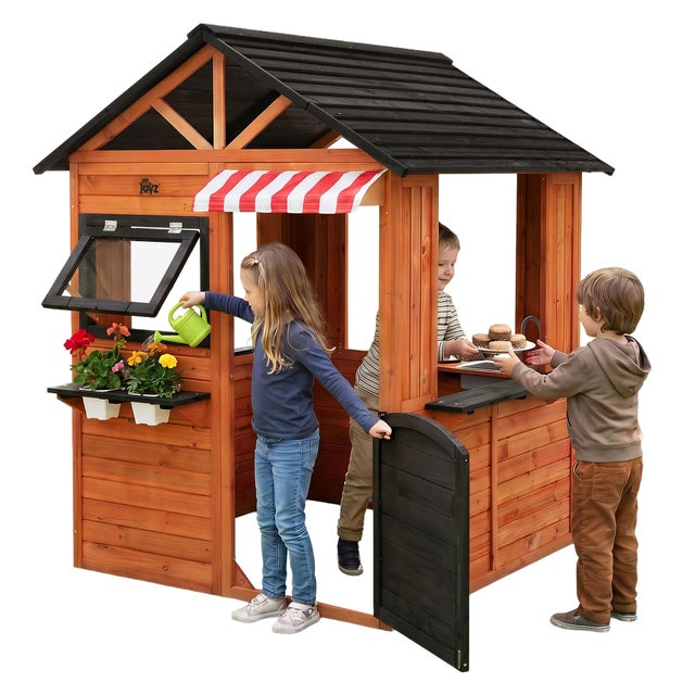Casita De Madera Para Niños TIMBEL M503 – Casa De Juego Exterior De 2.63 M² Con Ventanas Y Porche, Pino Nórdico De Fácil Montaje