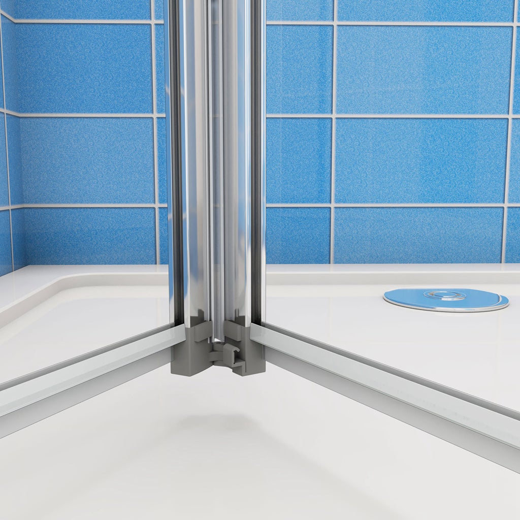 185 cm Box Doccia per Nicchia Porta a Soffietto Vetro Temperato 5 mm Trasparente Profili Cromati Lucidi 76 cm - 6