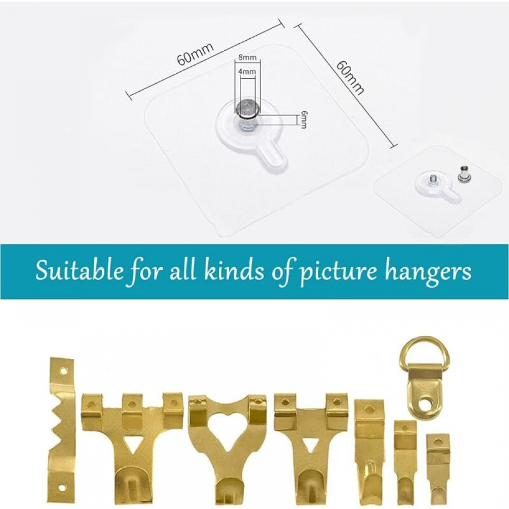 Confezione da 20 ganci adesivi senza foratura, adatti per appendere cornici, quadri decorativi, ecc - 4