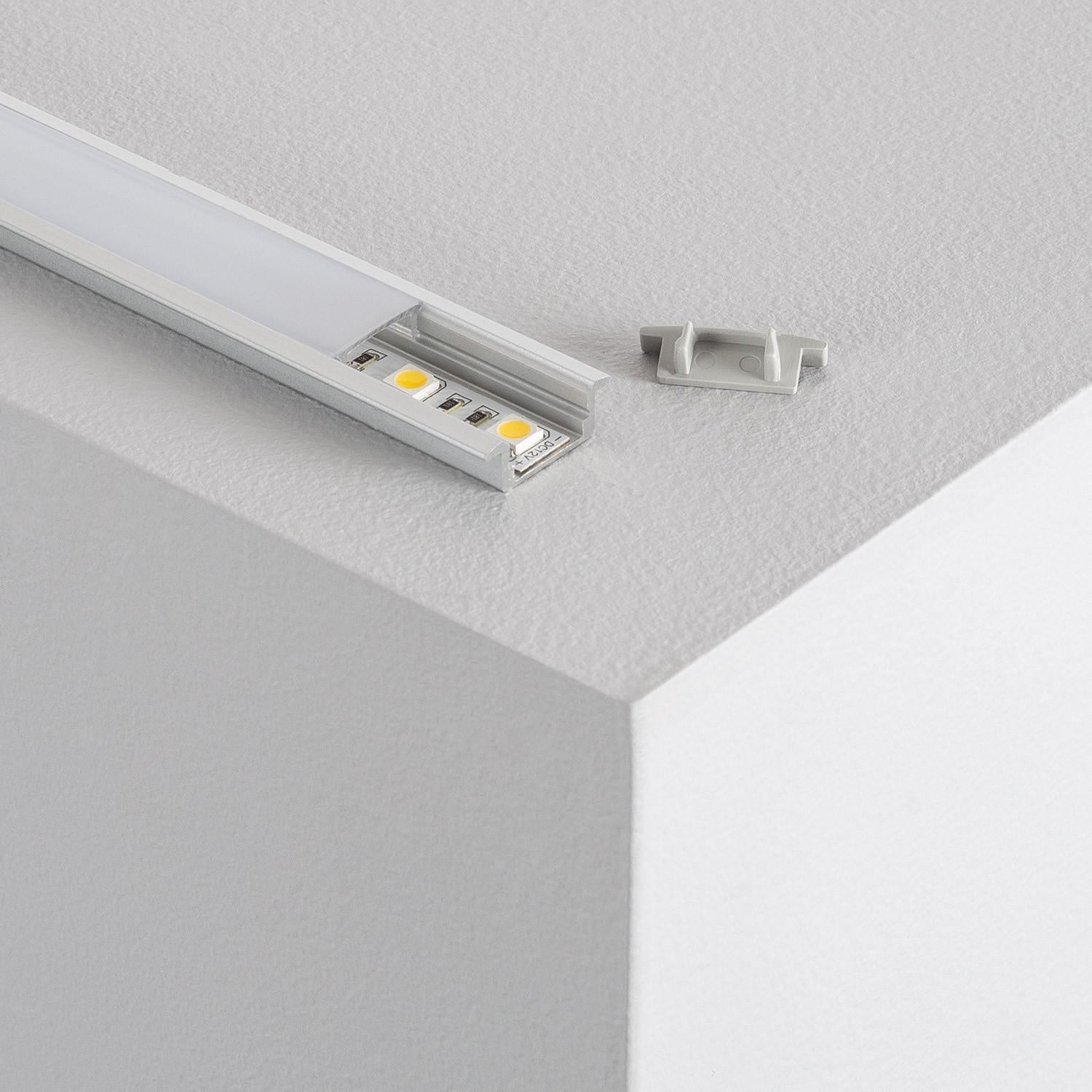 Profilo in Alluminio Giove Bianco 2m a Parete per Strisce LED Cover Trasparente | Leroy Merlin