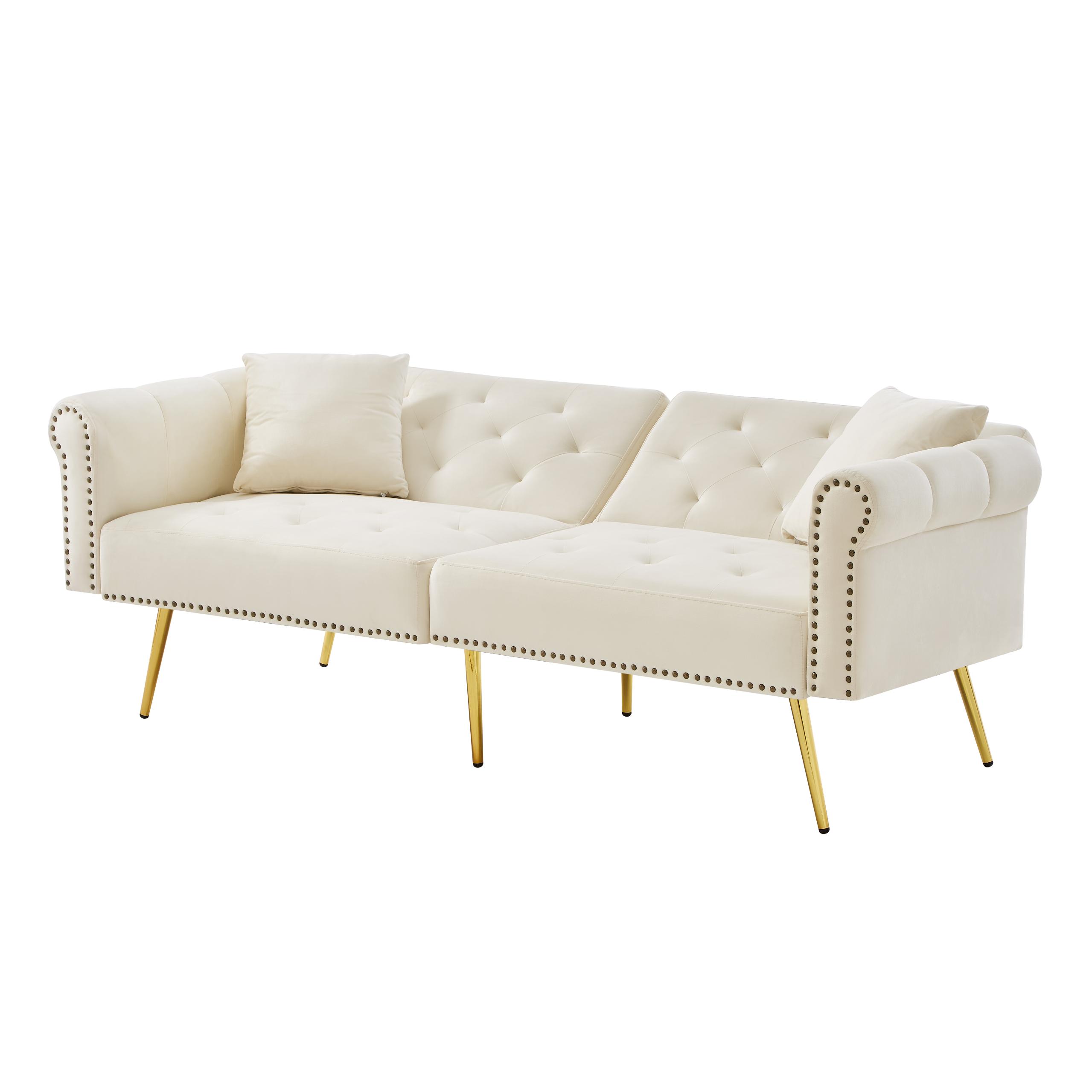 Nowoczesna sofa 2-osobowa - Aksamit - Oparcie regulowane na 3 poziomach - Beż - 3