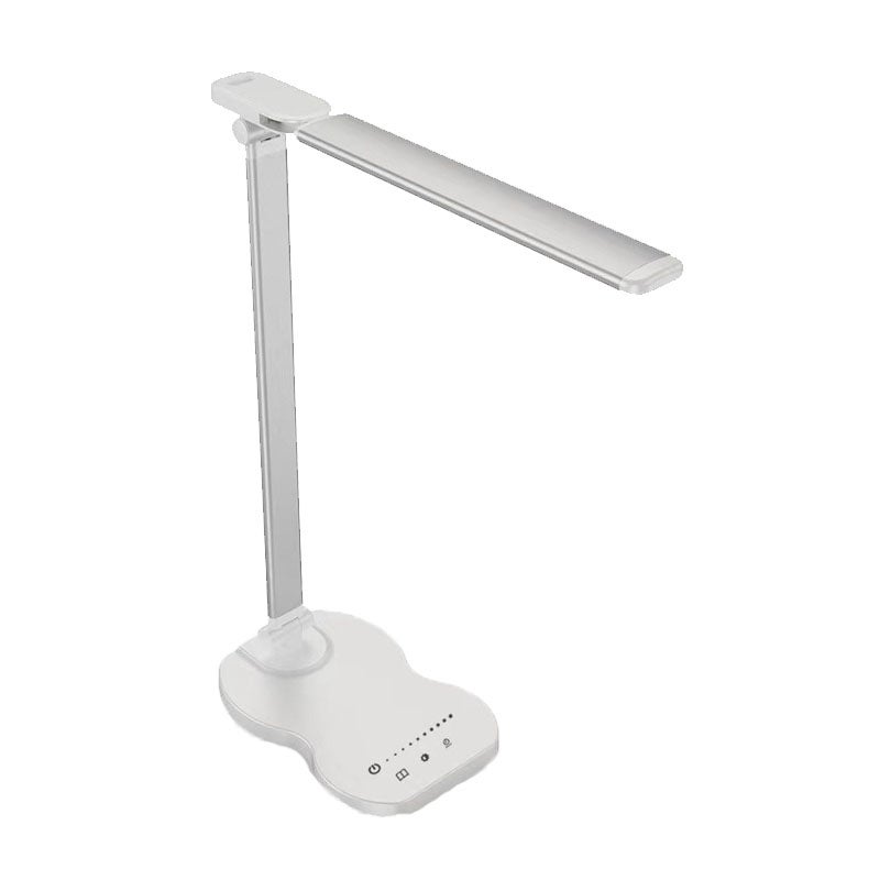 Lampka biurkowa LED do nauki, model wtykowy, srebrna + kabel USB + regulacja barwy światła z timerem