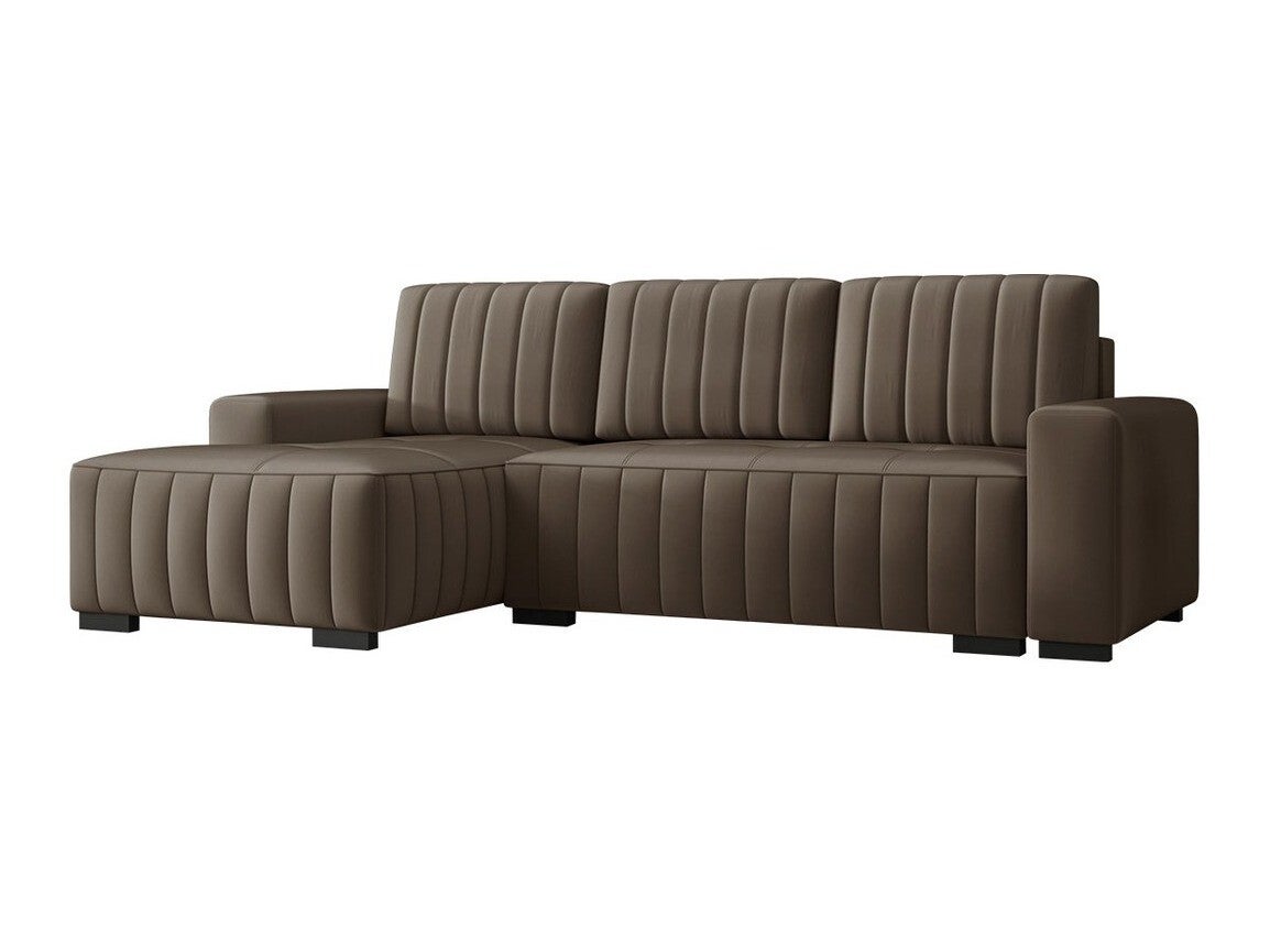 Sofá rinconero columbus 154, marrón, función de descanso, caja de ropa de cama, 240x140x85cm