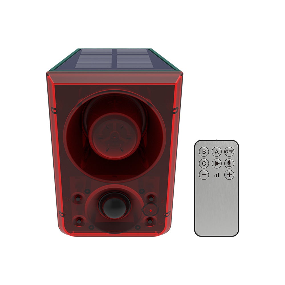 Solar Motion Sensor Alarm with Remote Control 3 Modes Sound Light ...