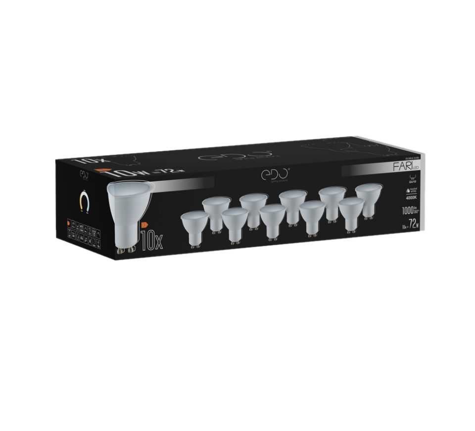 10x Żarówka Edo FARI LED GU10 10W 4000K neutralna NW 1000lm 120st