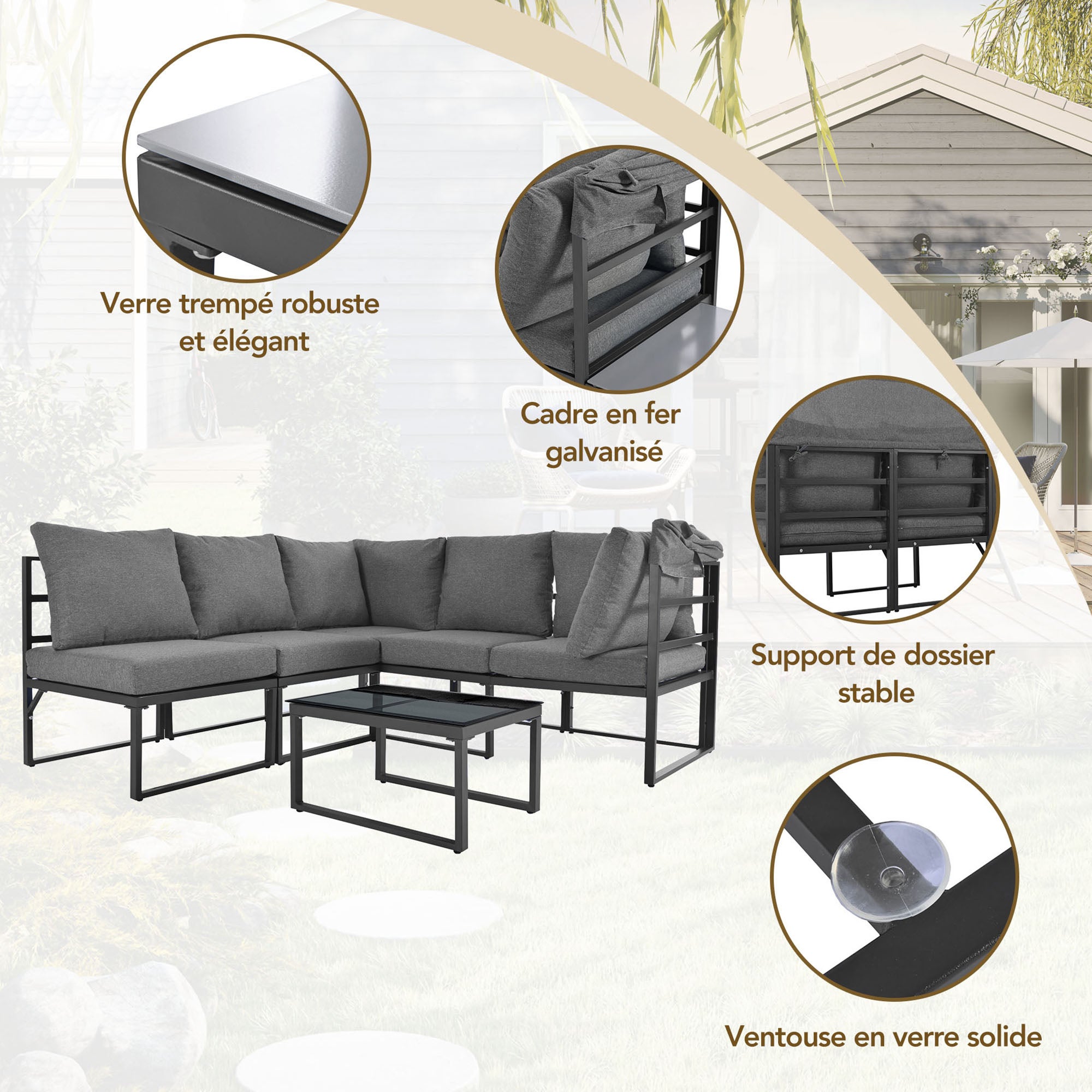 Garten Loungesessel Set, Alumini - 6